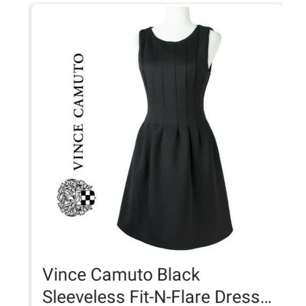 Vince Camuto Sleeveless Black Fit & Flair Dress